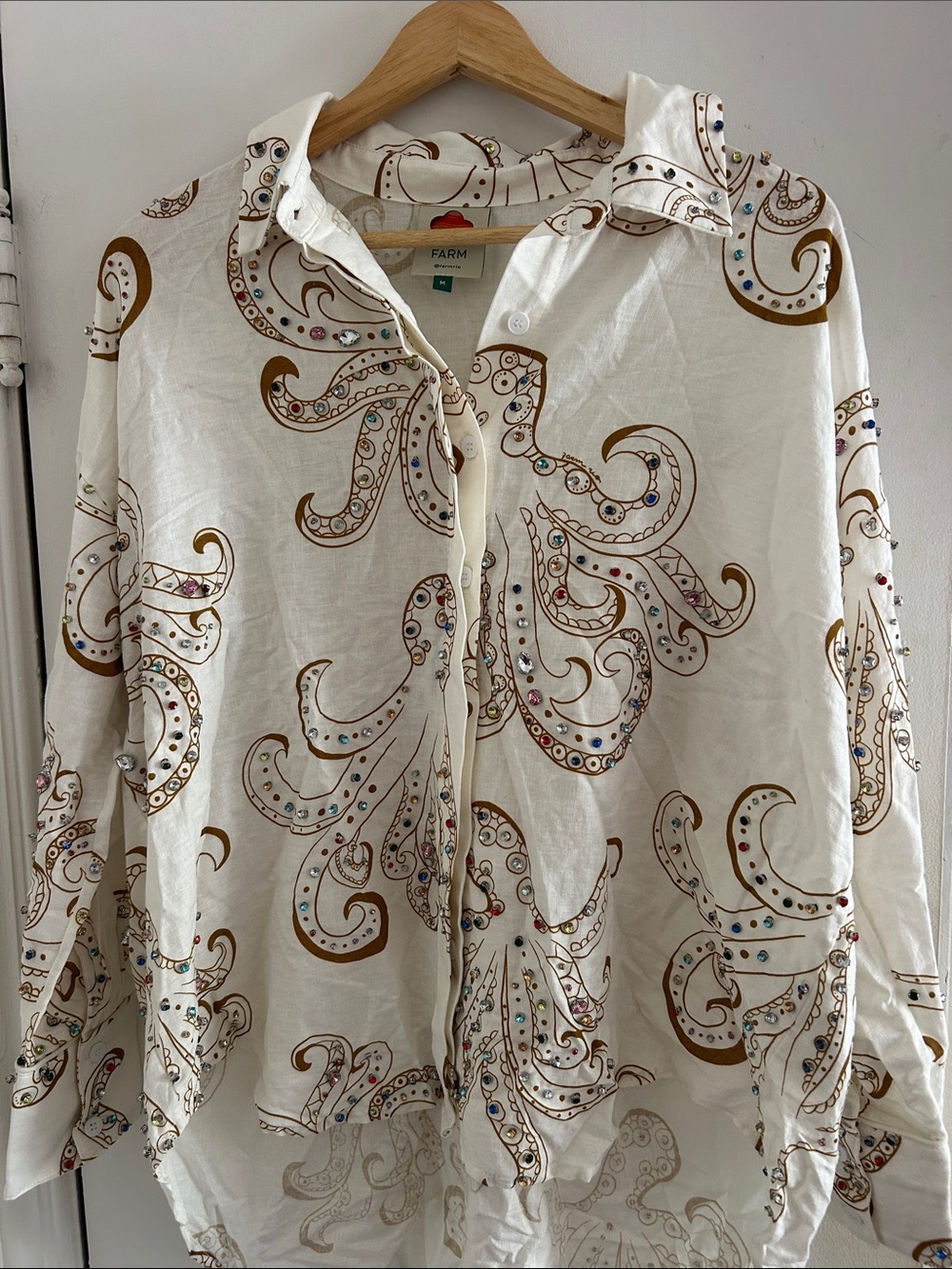 FARM Rio Off-White Octopus Fun Euroflax™ Premium Linen Shirt